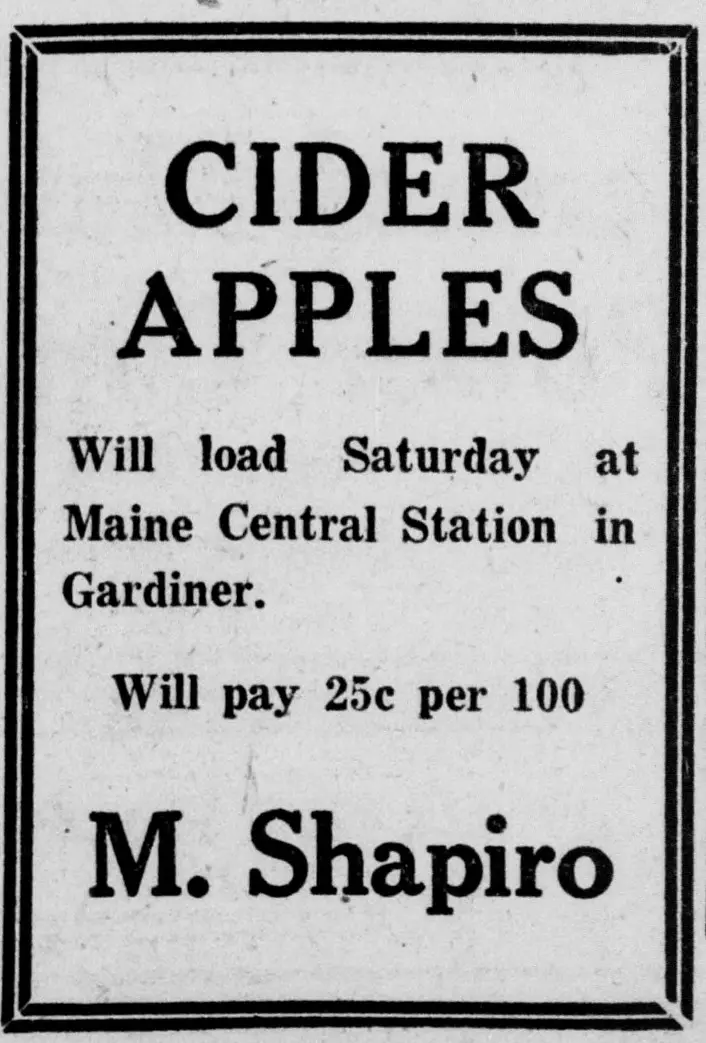 Text-only advertisement in a double-ruled border, with a large headline for a farm product, lines giving a loading day, a railway [unclear word] and town, a price offer per hundred, and a dealer's name in large type at the bottom.